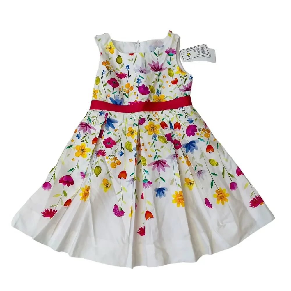NWT Florence Eiseman Size 7 Floral Border Print Dress